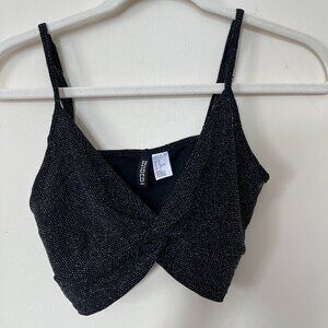 H&M Black Sparkly Matching Bralet, Shirt, and Pants